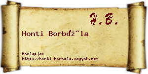 Honti Borbála névjegykártya
