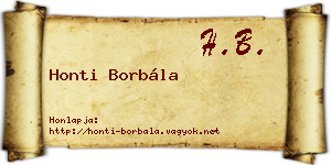 Honti Borbála névjegykártya
